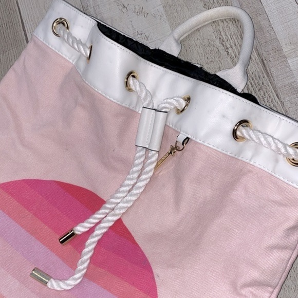 Victorias Secret drawstring backpack pink half moon striped - Picture 10 of 10